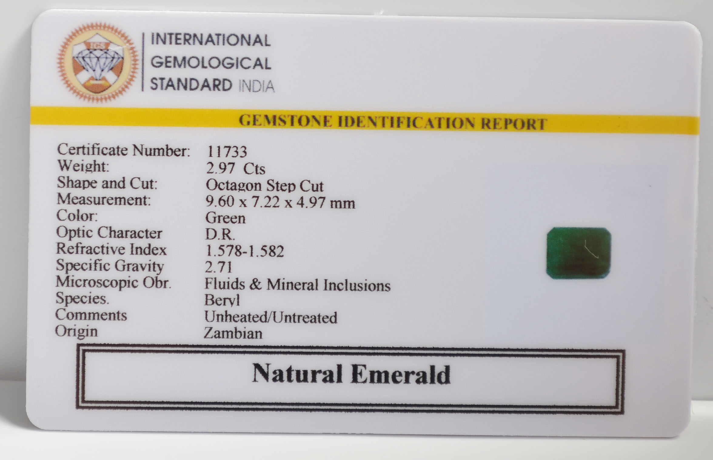 EMERALD 2.97 Ct.