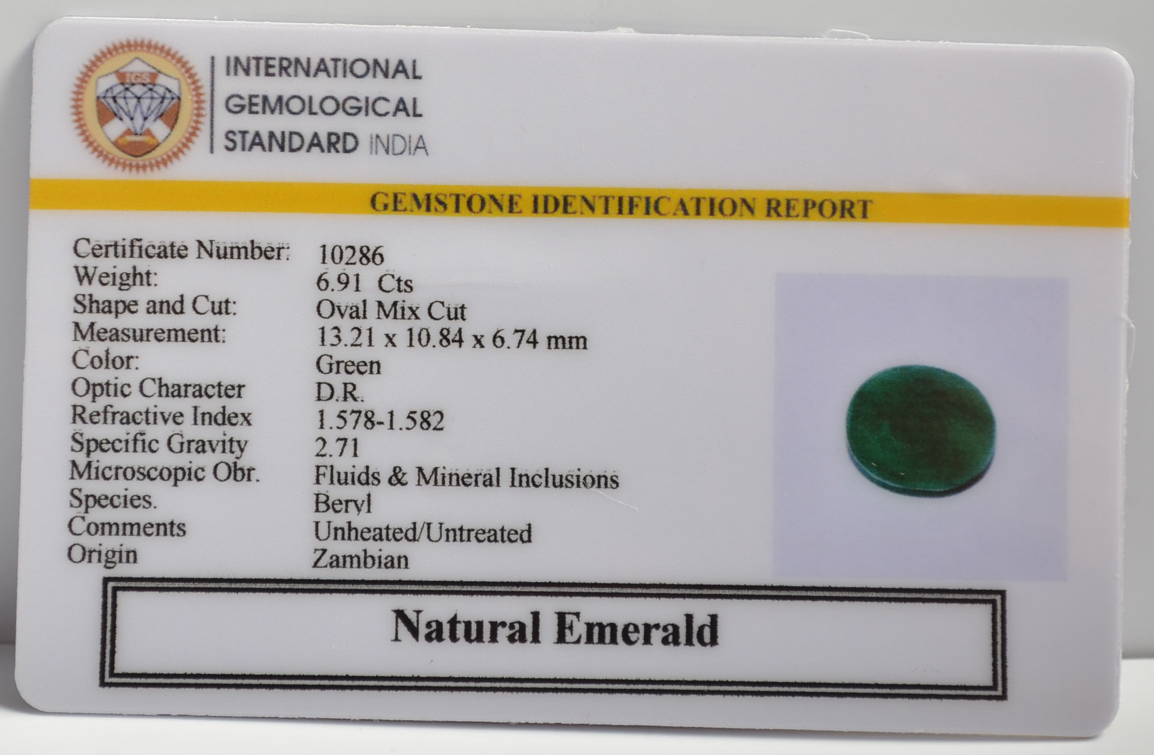 EMERALD 6.91 Ct.