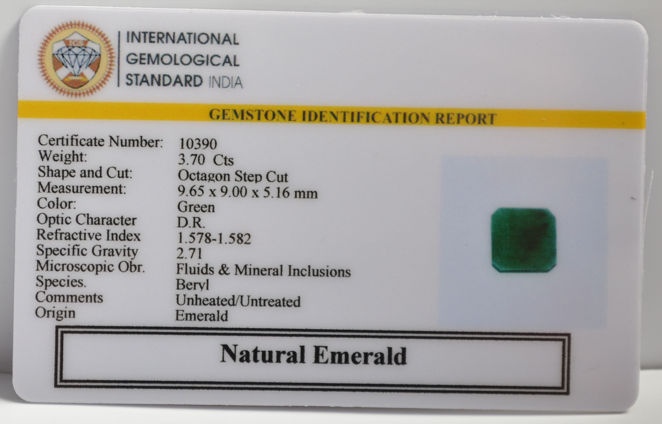 EMERALD 3.7 Ct.