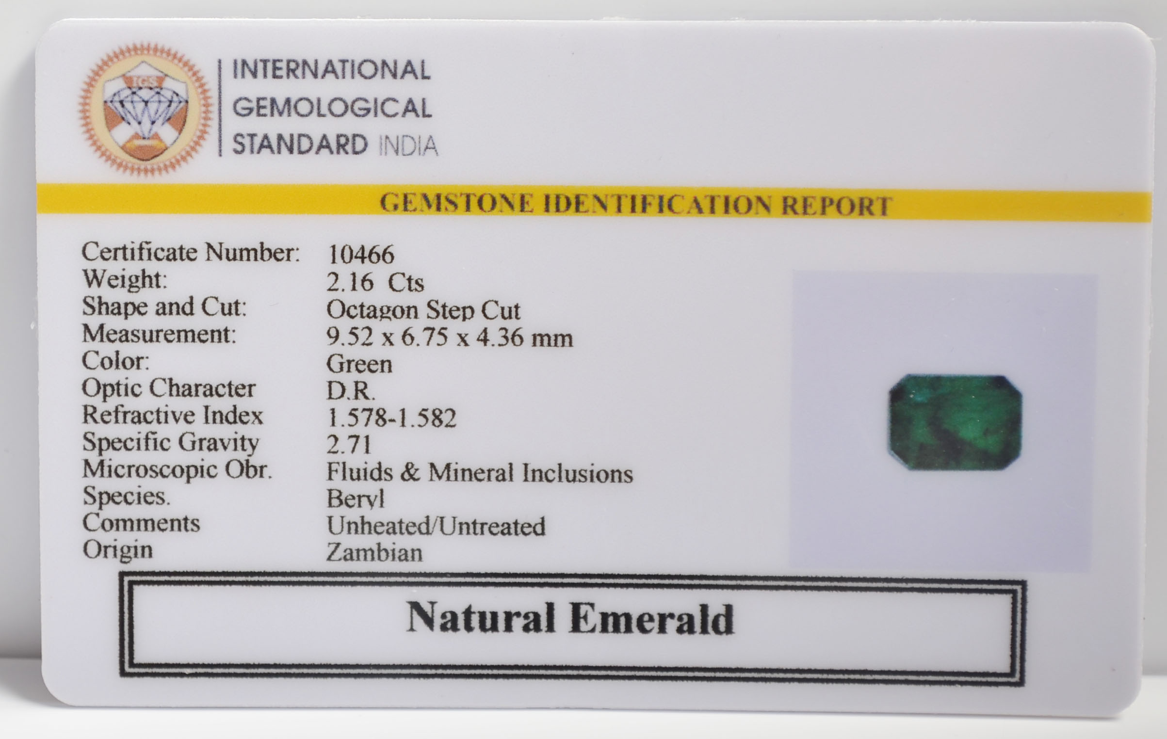 EMERALD 2.16 Ct.