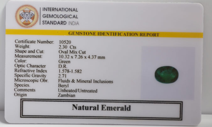EMERALD 2.3 Ct. EMERALD 2.3 Ct.