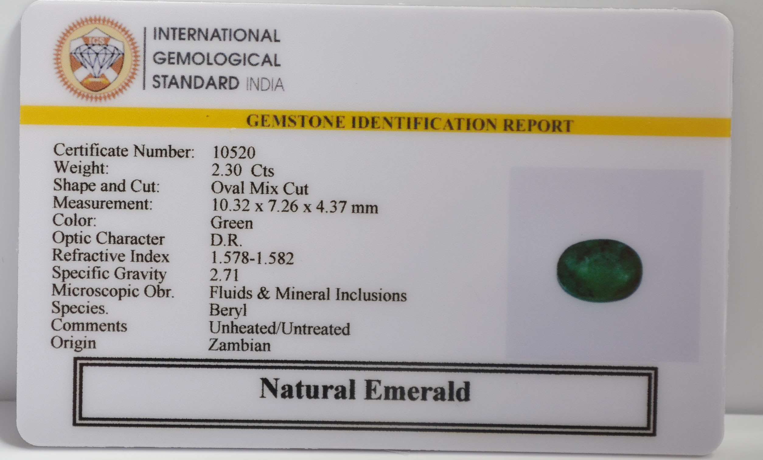 EMERALD 2.3 Ct. EMERALD 2.3 Ct.
