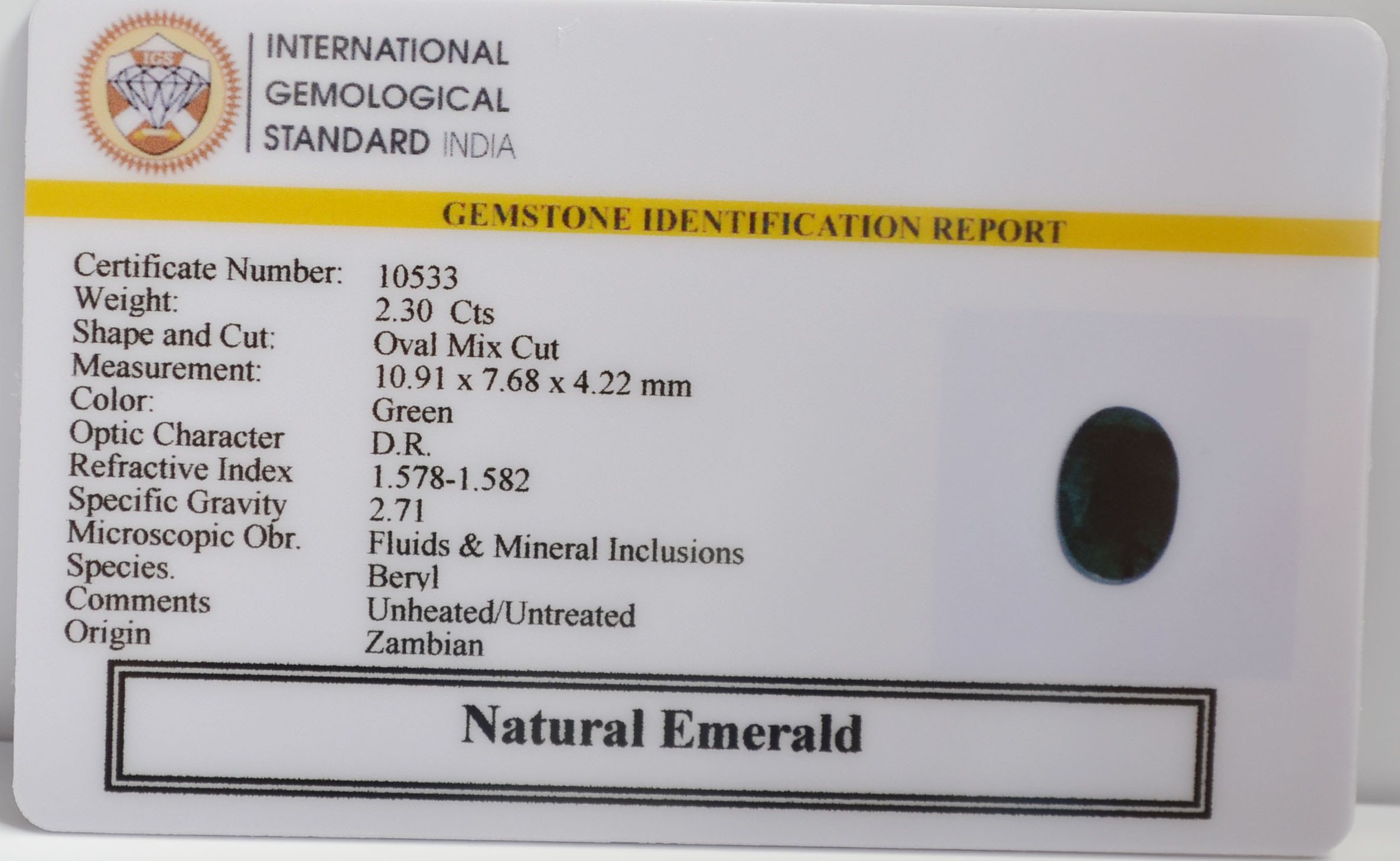 EMERALD 2.3 Ct. EMERALD 2.3 Ct.