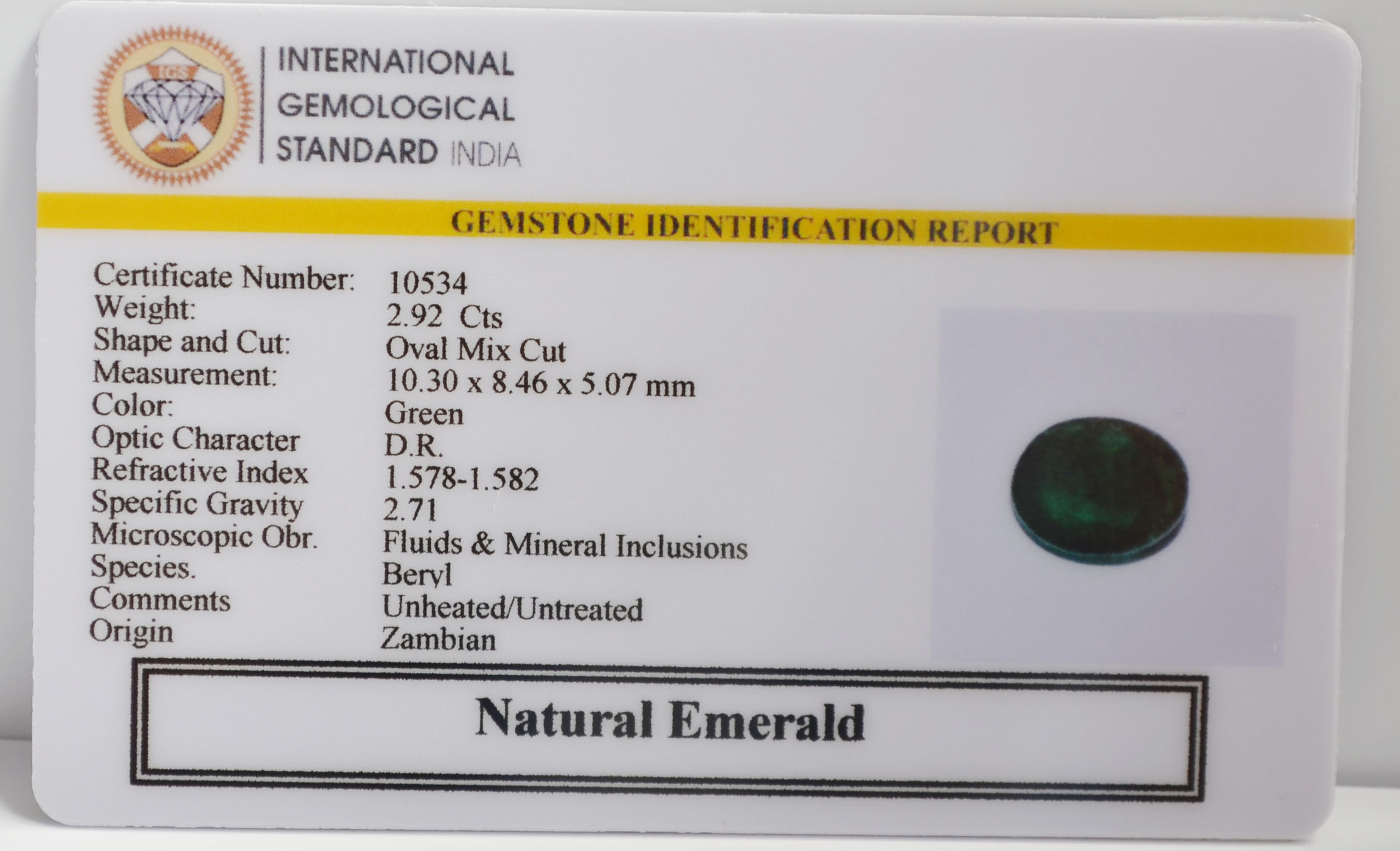 EMERALD 2.92 Ct.