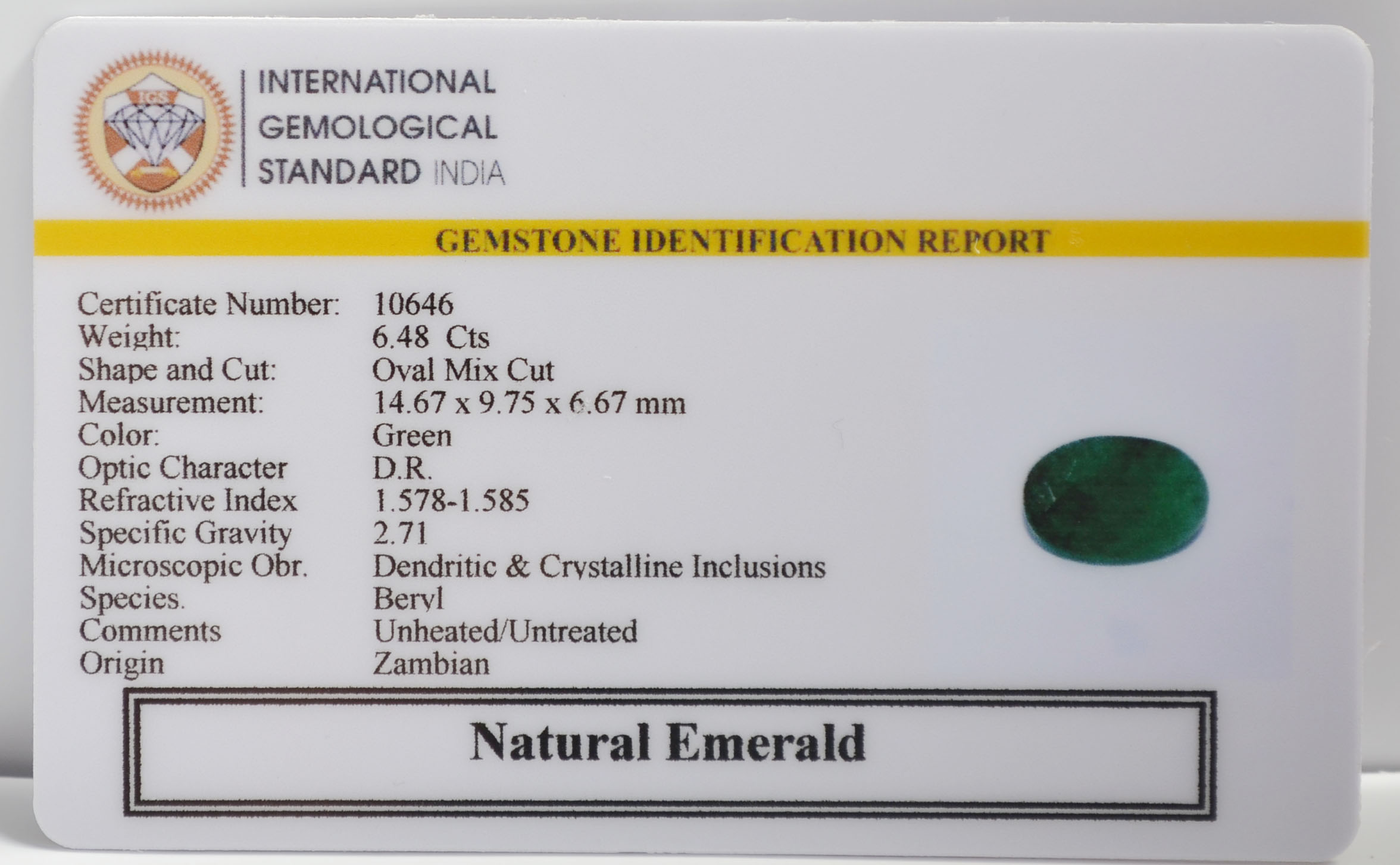 EMERALD 6.48 Ct.