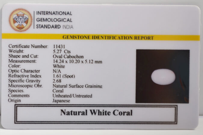 WHITE CORAL 5.27 Ct. WHITE CORAL 5.27 Ct.