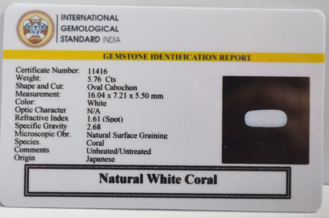 WHITE CORAL 5.76 Ct.