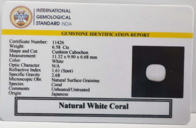 WHITE CORAL 6.58 Ct.