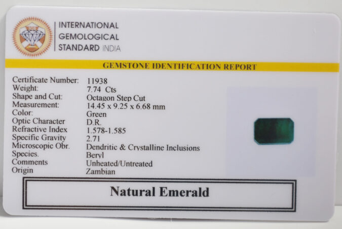 EMERALD 7.74 Ct.