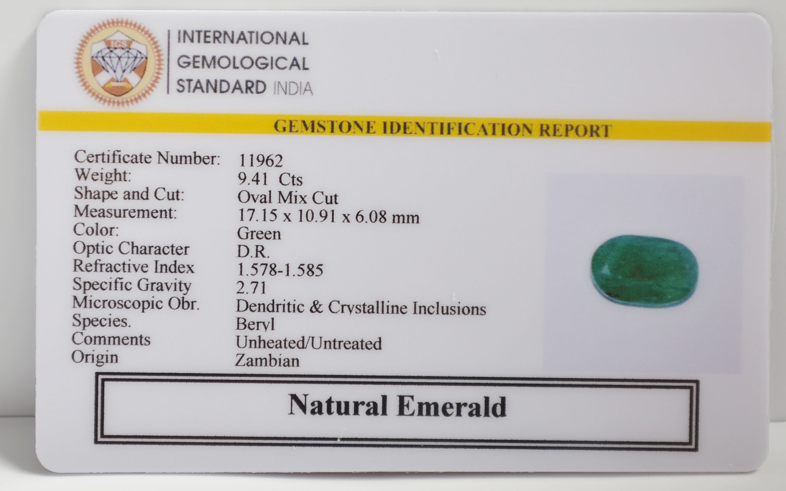 EMERALD 9.41 Ct.
