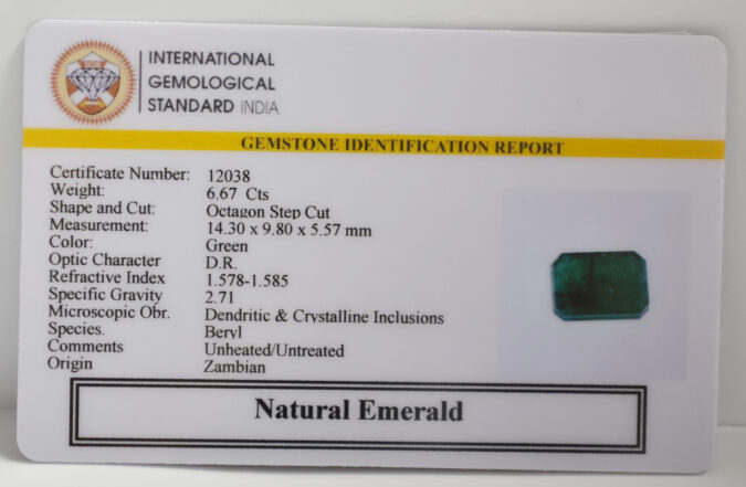 EMERALD 6.67 Ct.