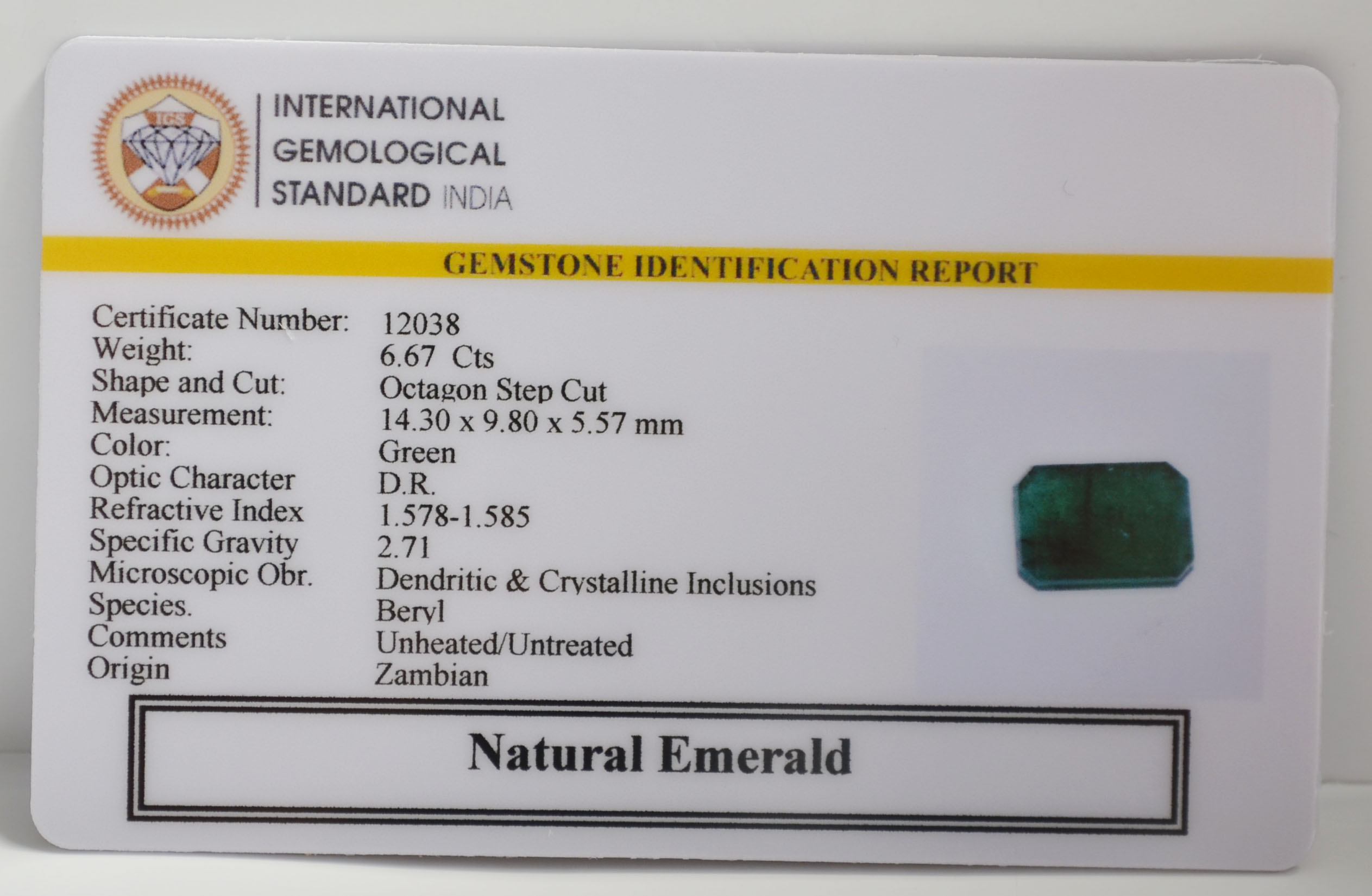 EMERALD 6.67 Ct.