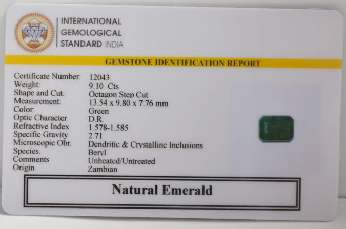 EMERALD 9.1 Ct. EMERALD 9.1 Ct.