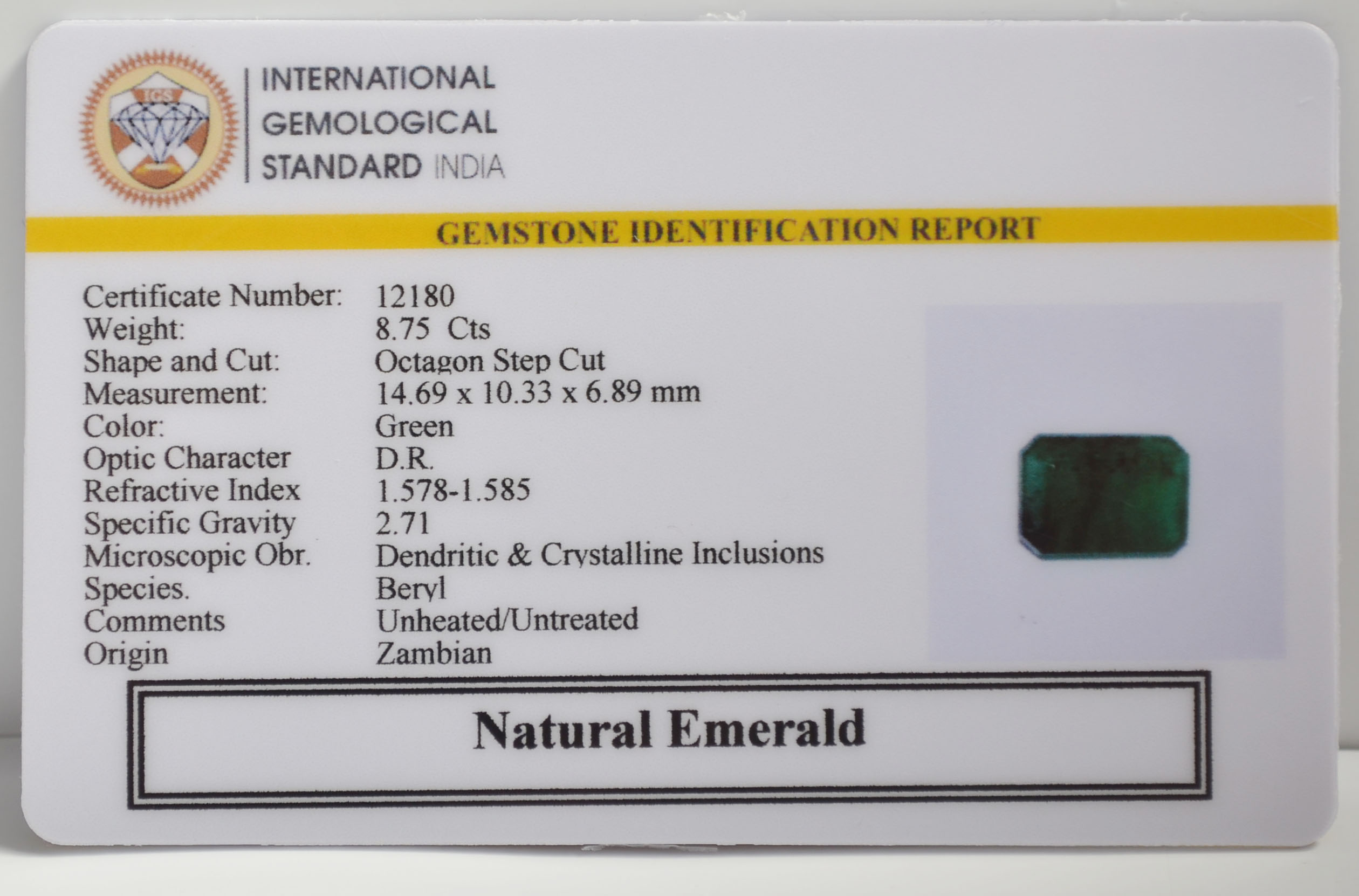 EMERALD 8.75 Ct.