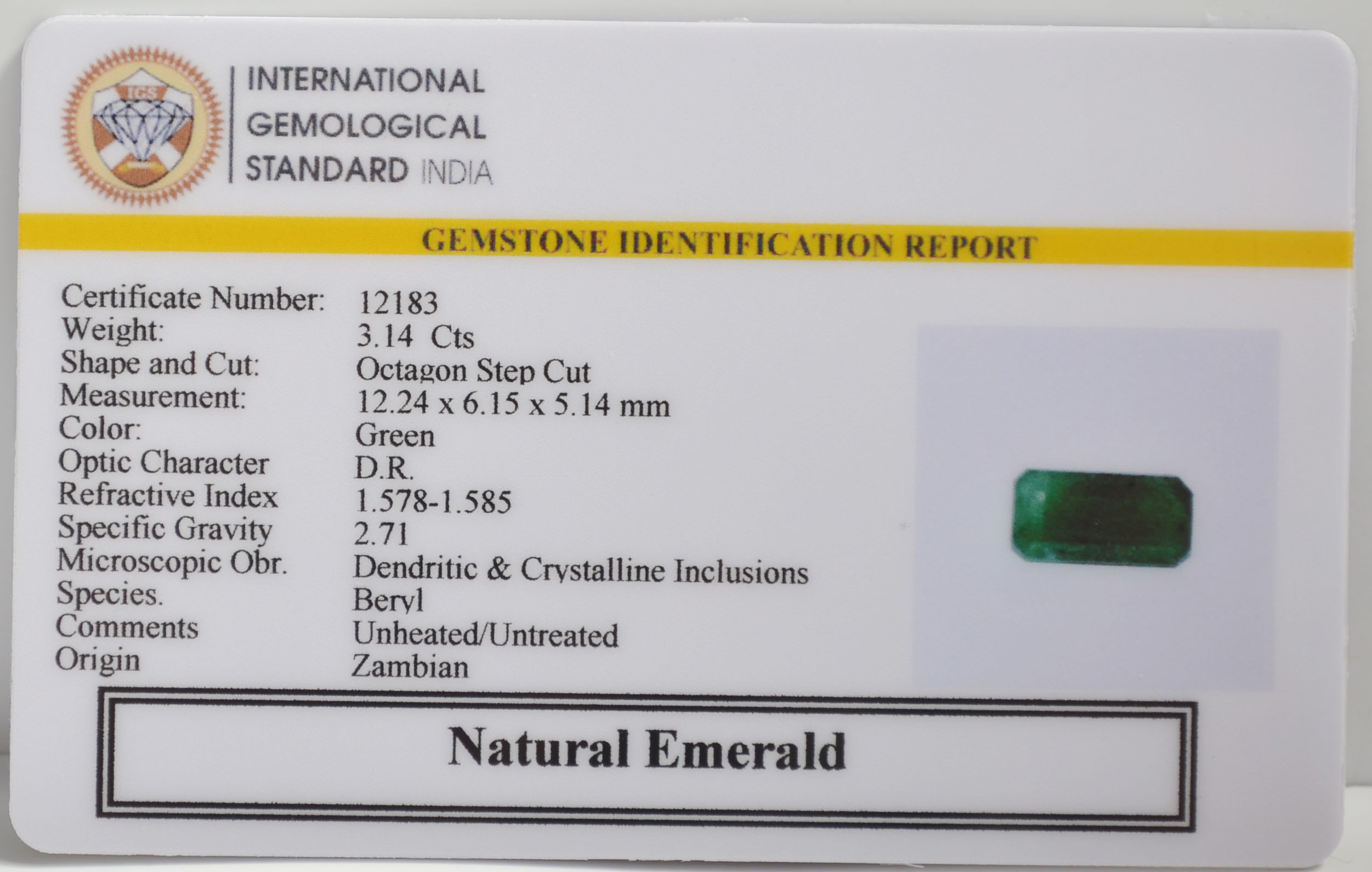 EMERALD 3.14 Ct.
