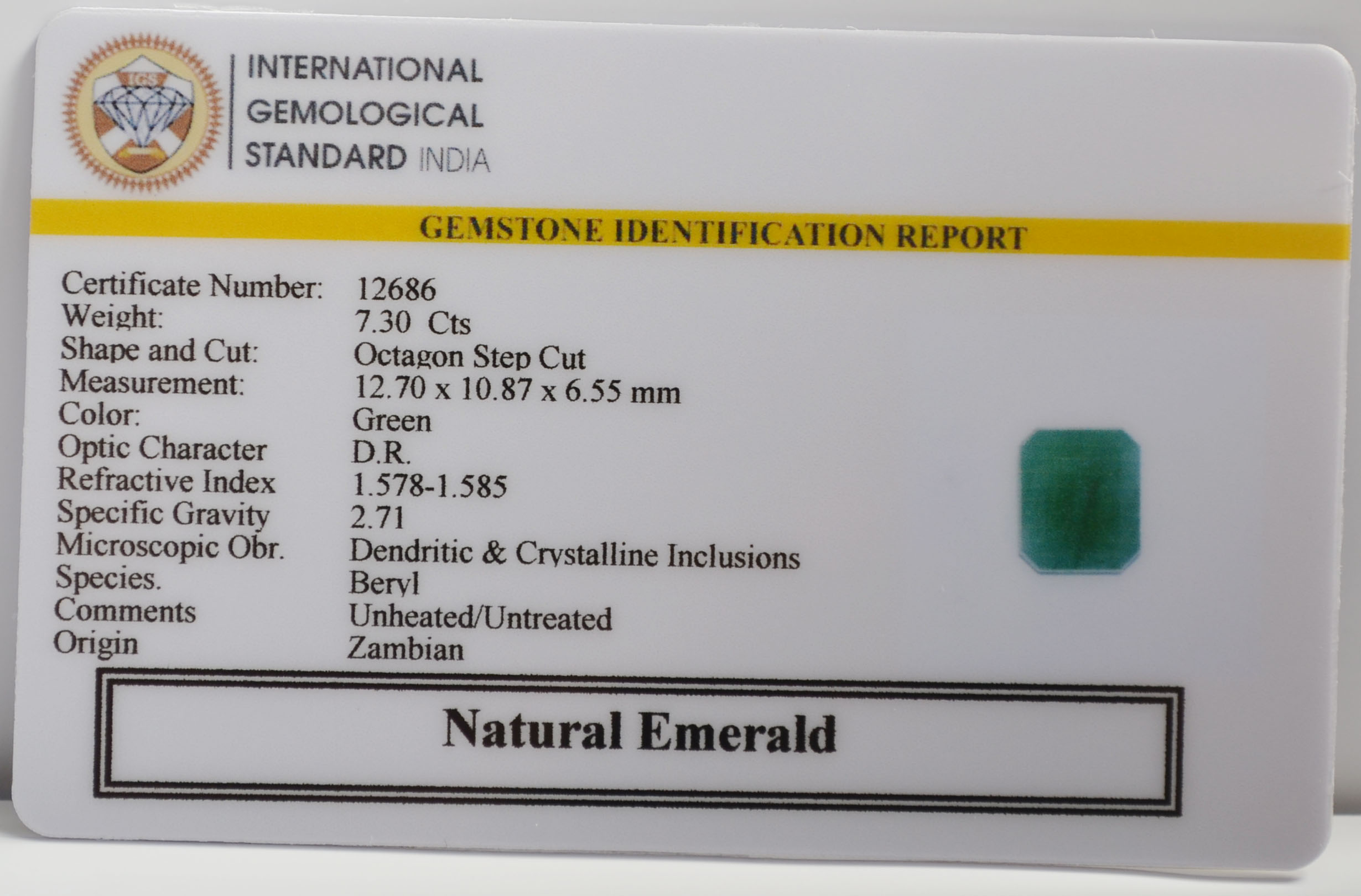 EMERALD 7.3 Ct.