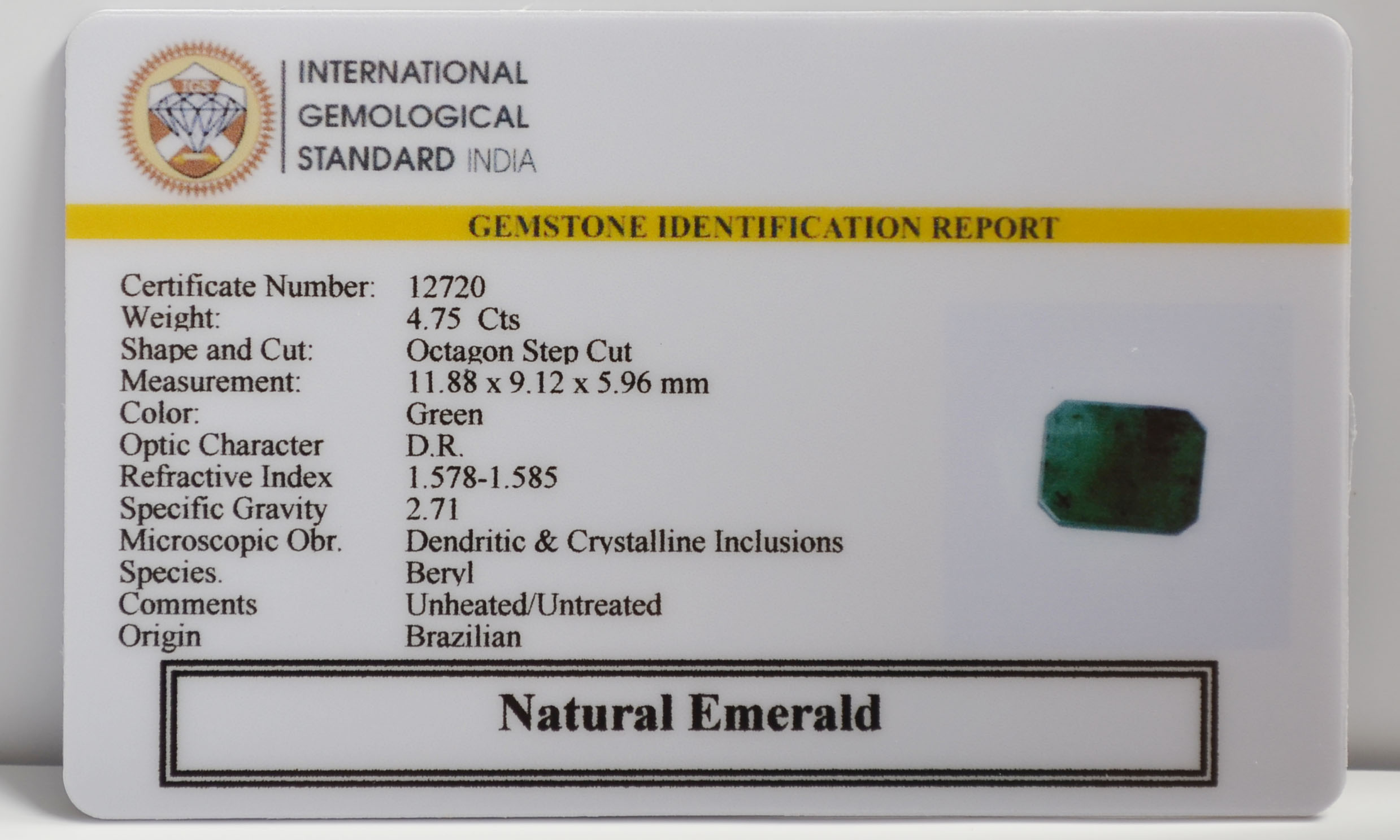EMERALD 4.75 Ct.