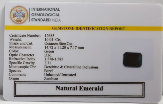 EMERALD 10.01 Ct.