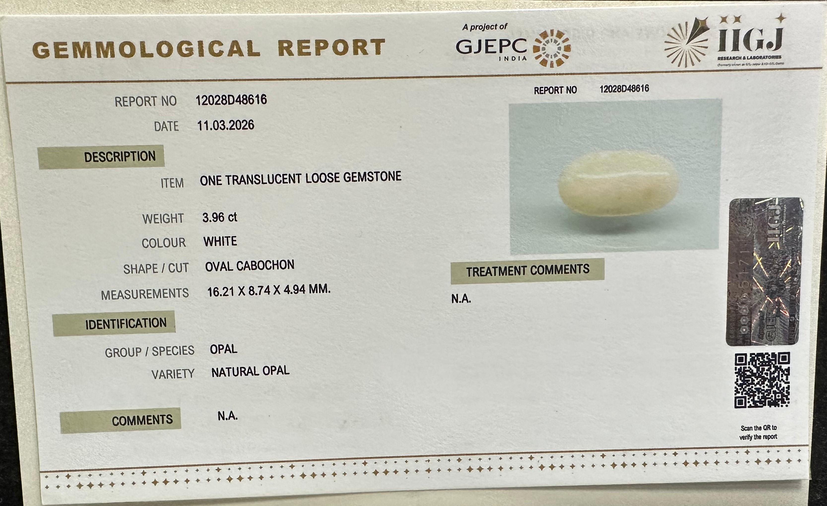 OPAL 3.96 Ct.