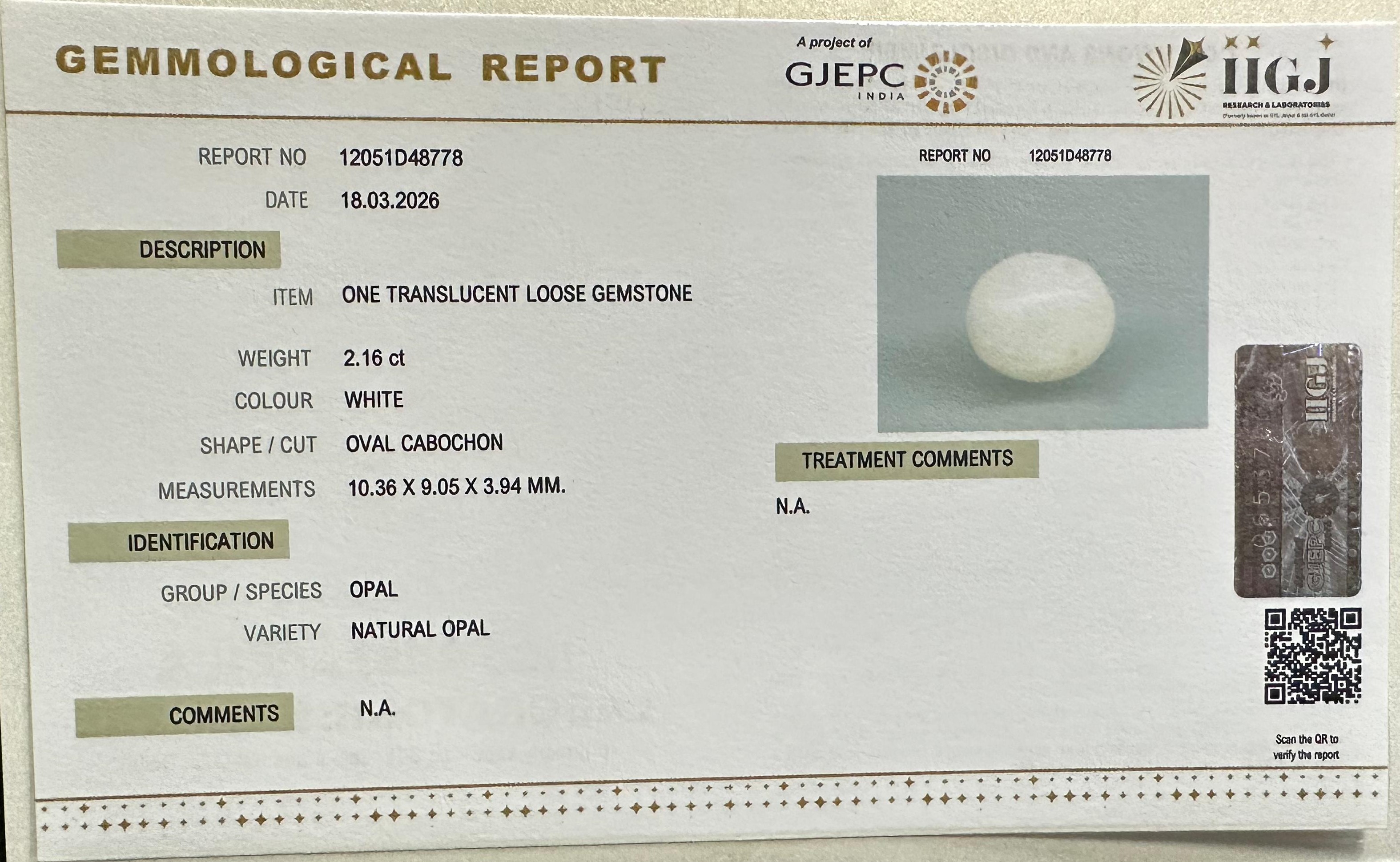 OPAL 2.16 Ct. OPAL 2.16 Ct.