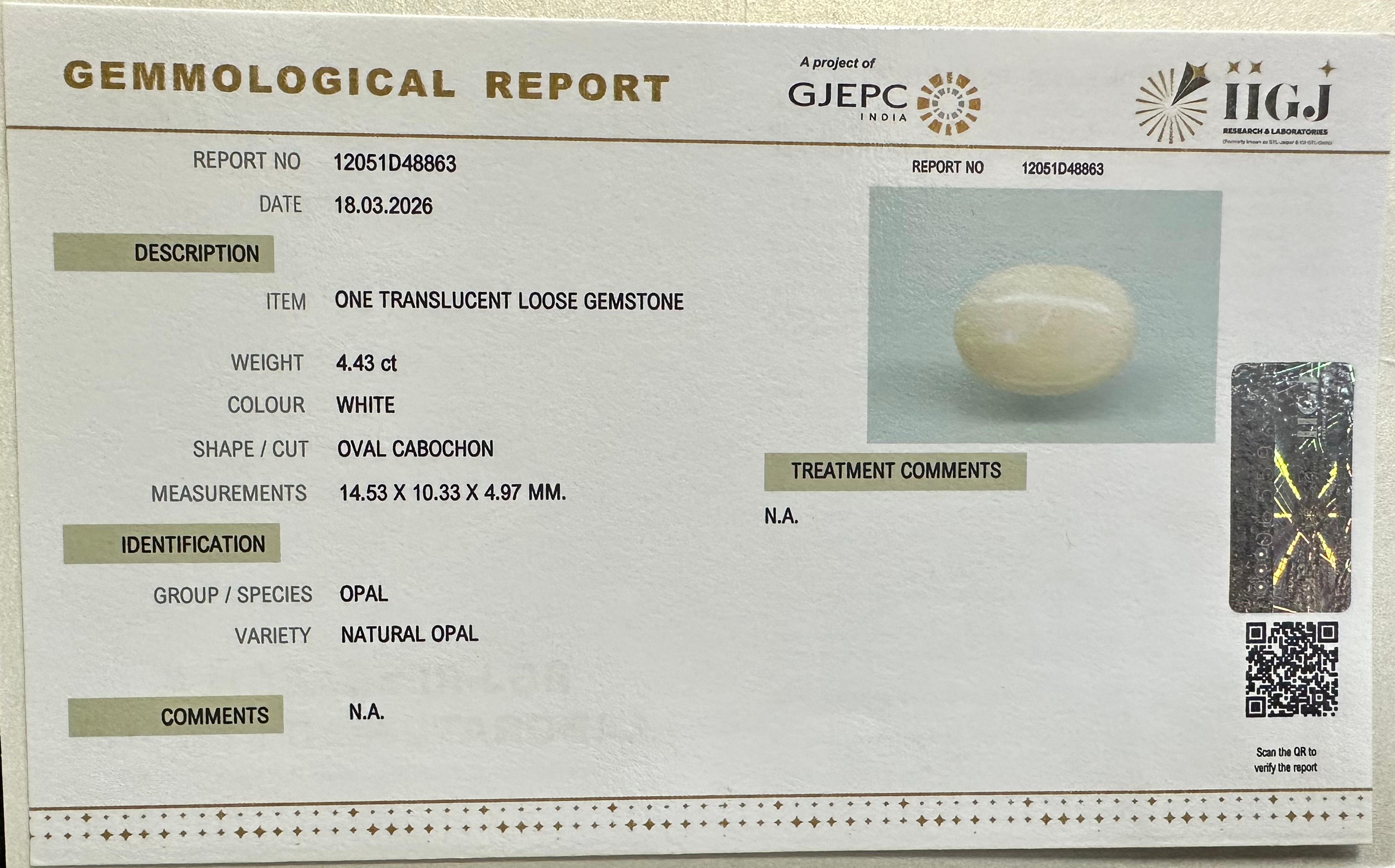 OPAL 4.43 Ct.