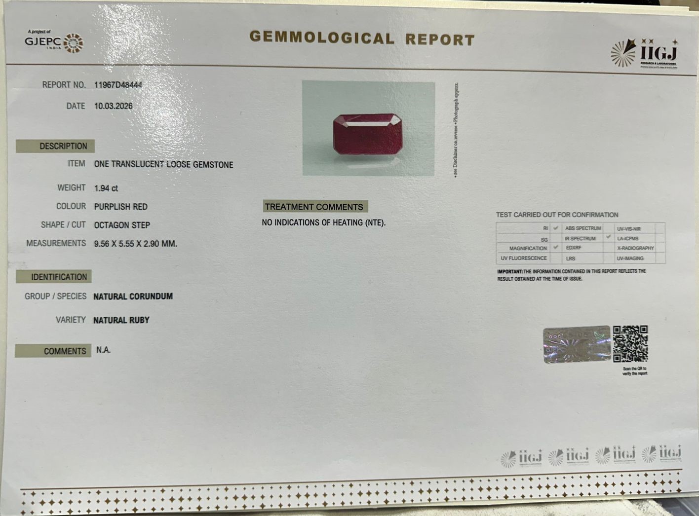 RUBY 1.94 Ct.