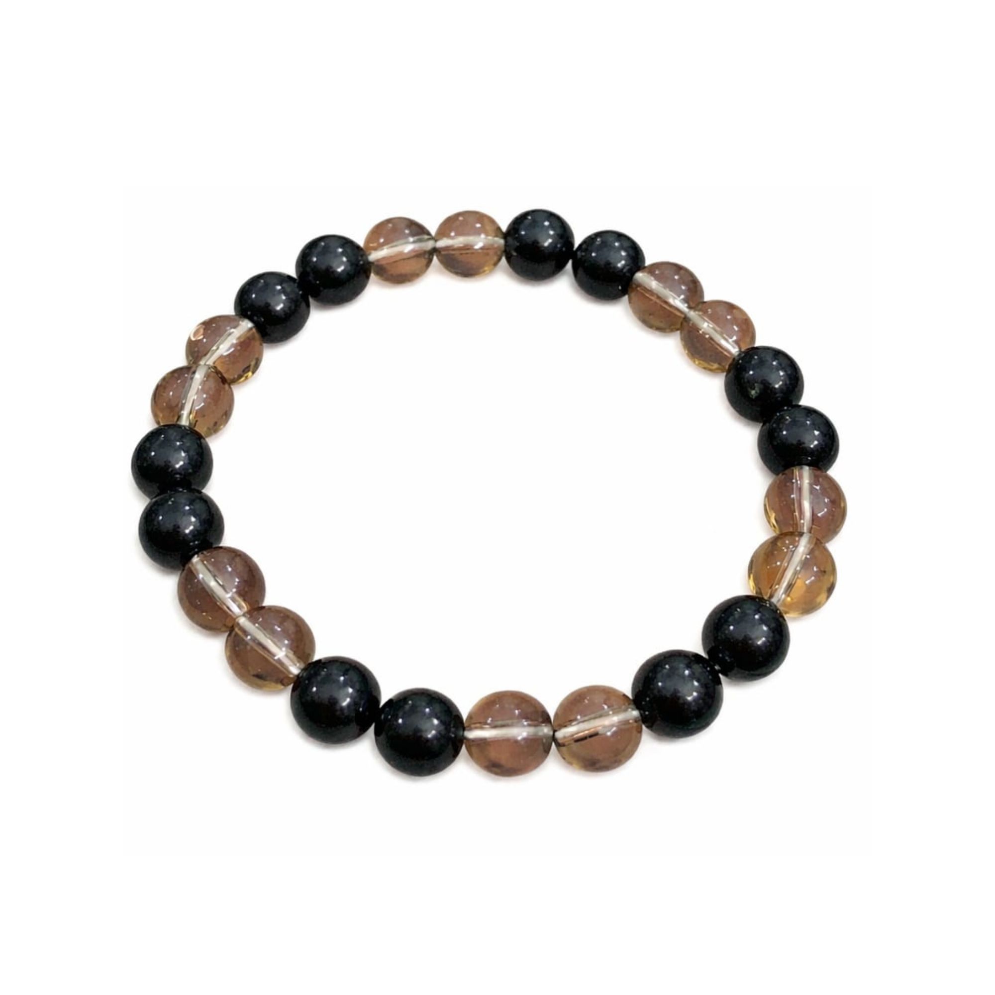 Natural Balck Tourmaline & Smoky Quartz Bracelet