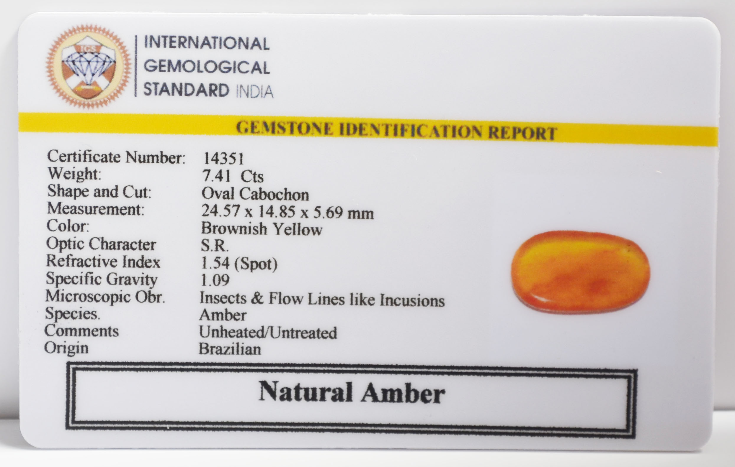 AMBER 7.41 Ct.