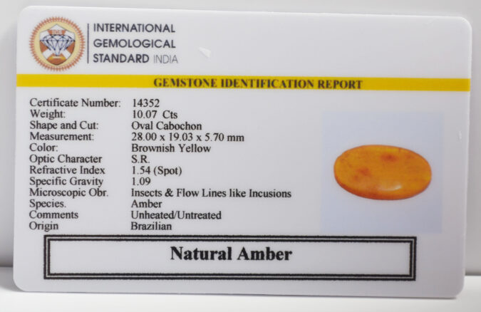 AMBER 10.07 Ct.