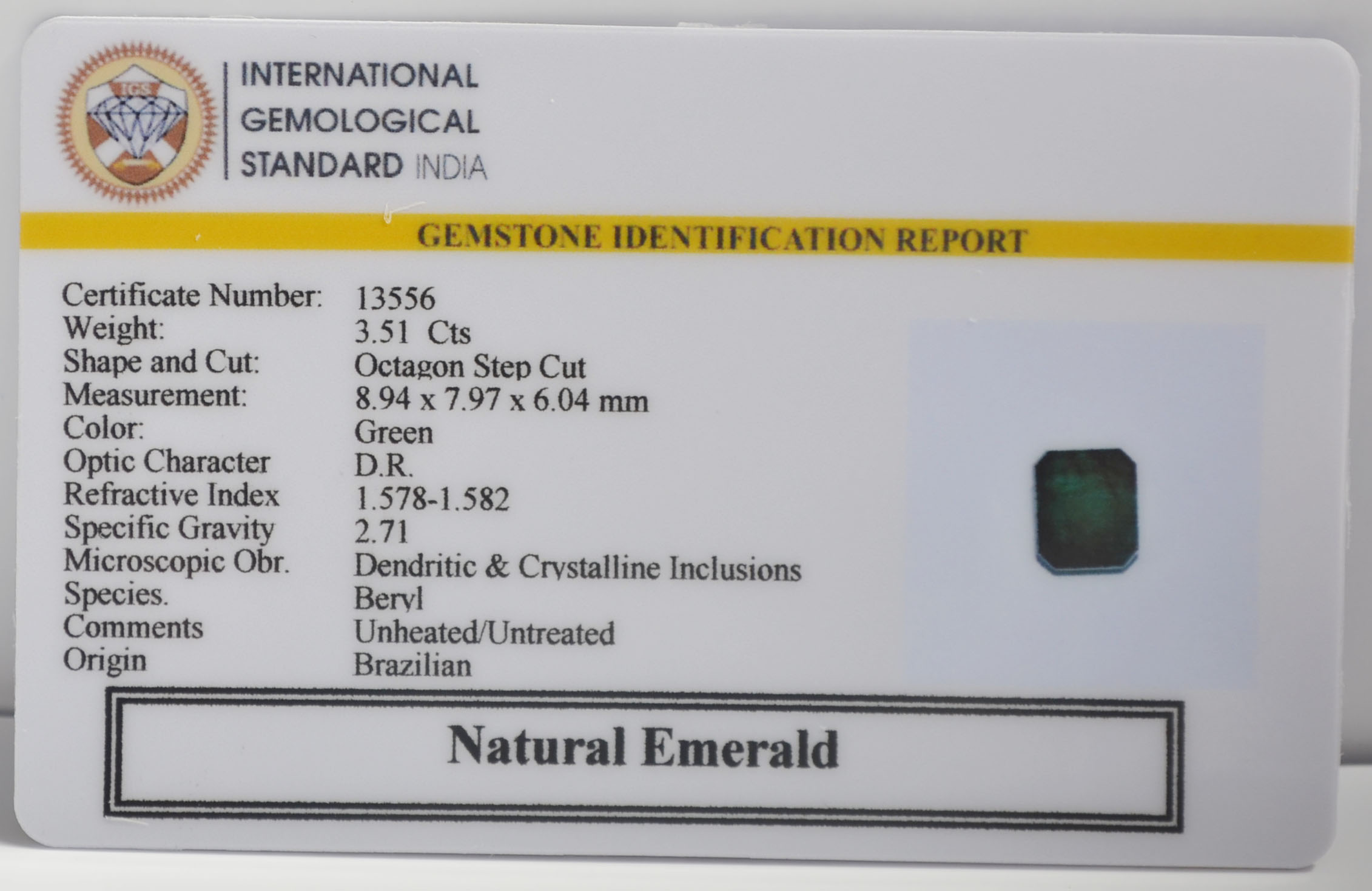 EMERALD 3.51 Ct.