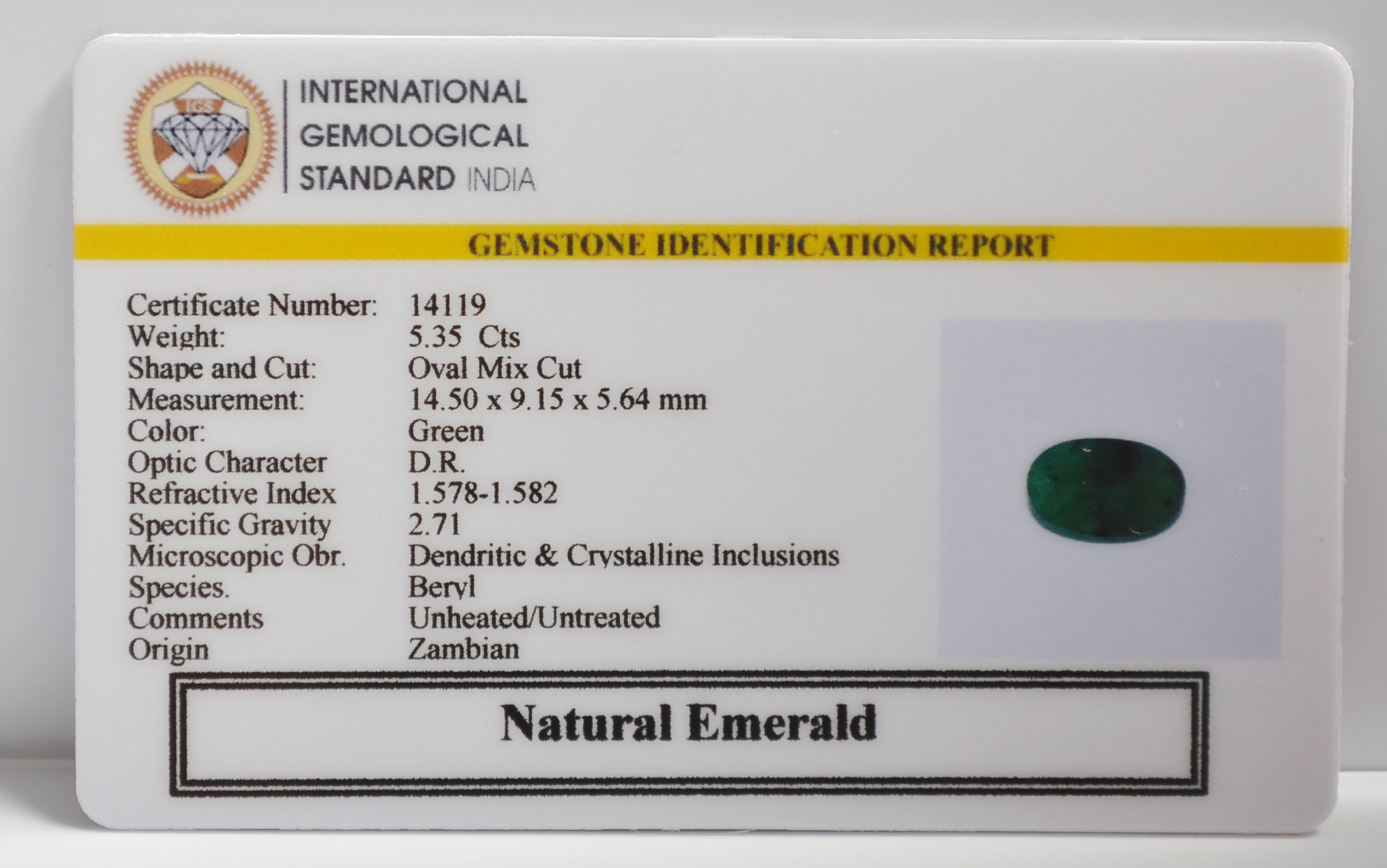 EMERALD 5.35 Ct.