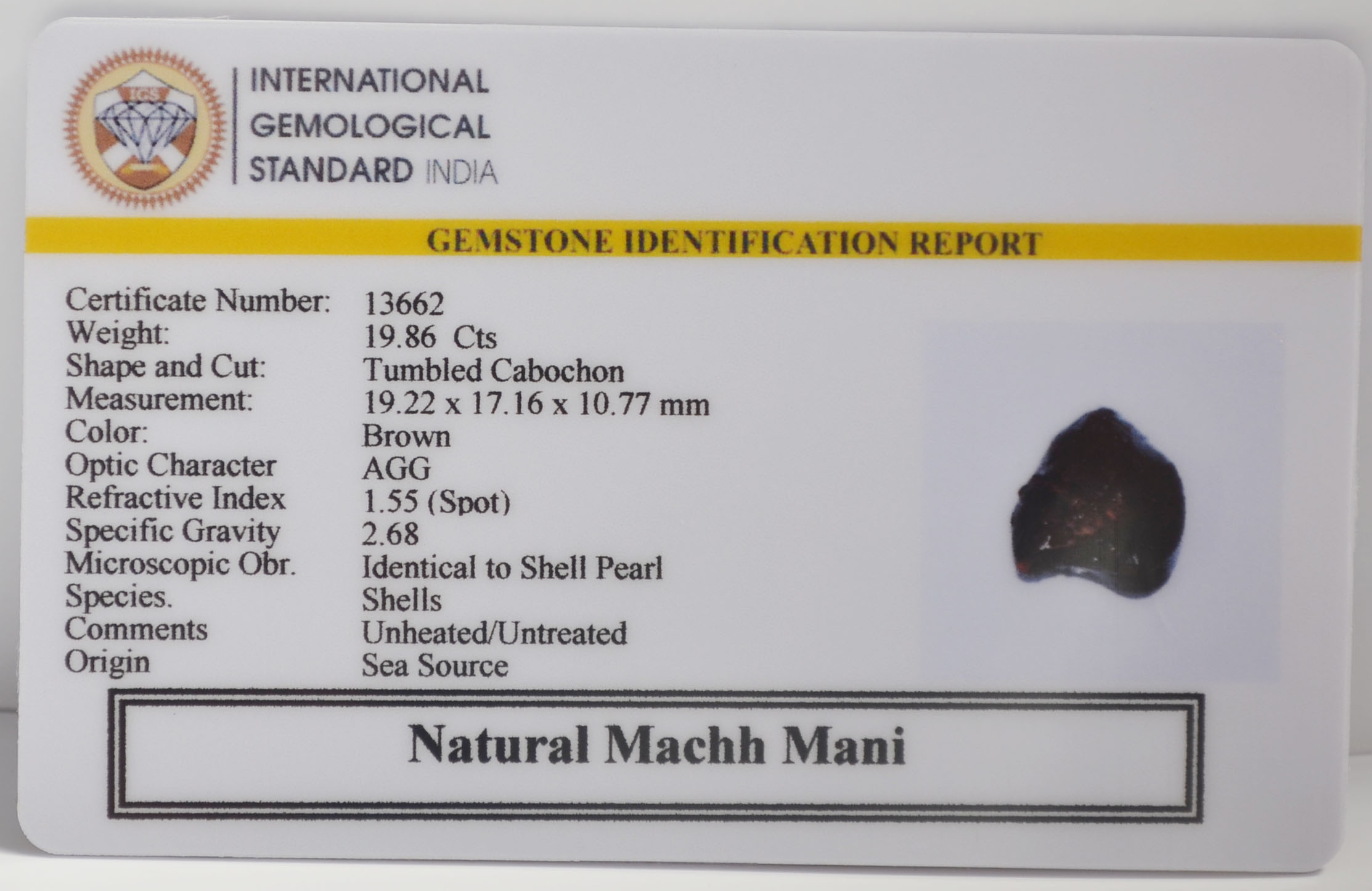 MACHH MANI 19.86 Ct. MACHH MANI 19.86 Ct.