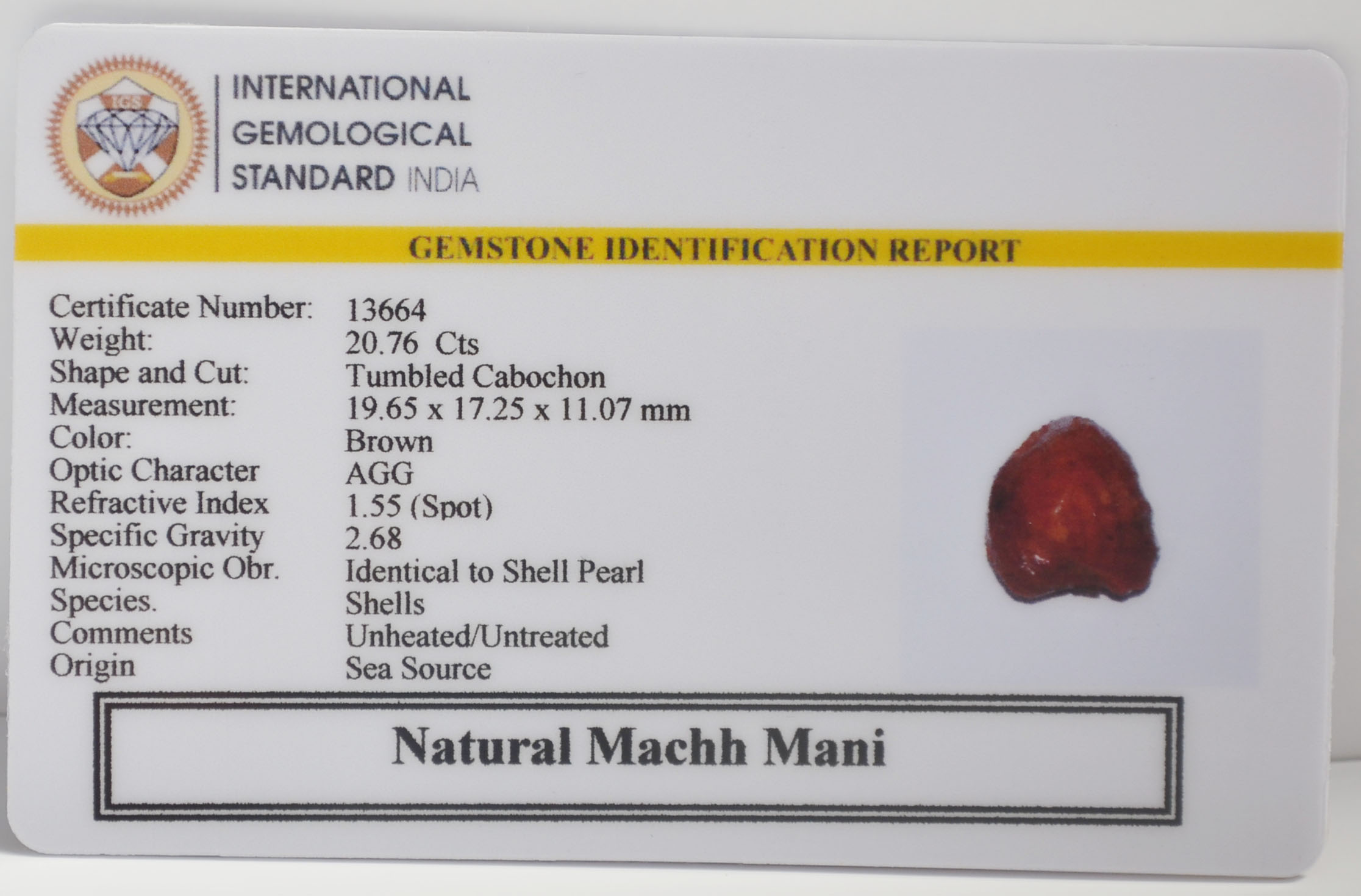 MACHH MANI 20.76 Ct. MACHH MANI 20.76 Ct.