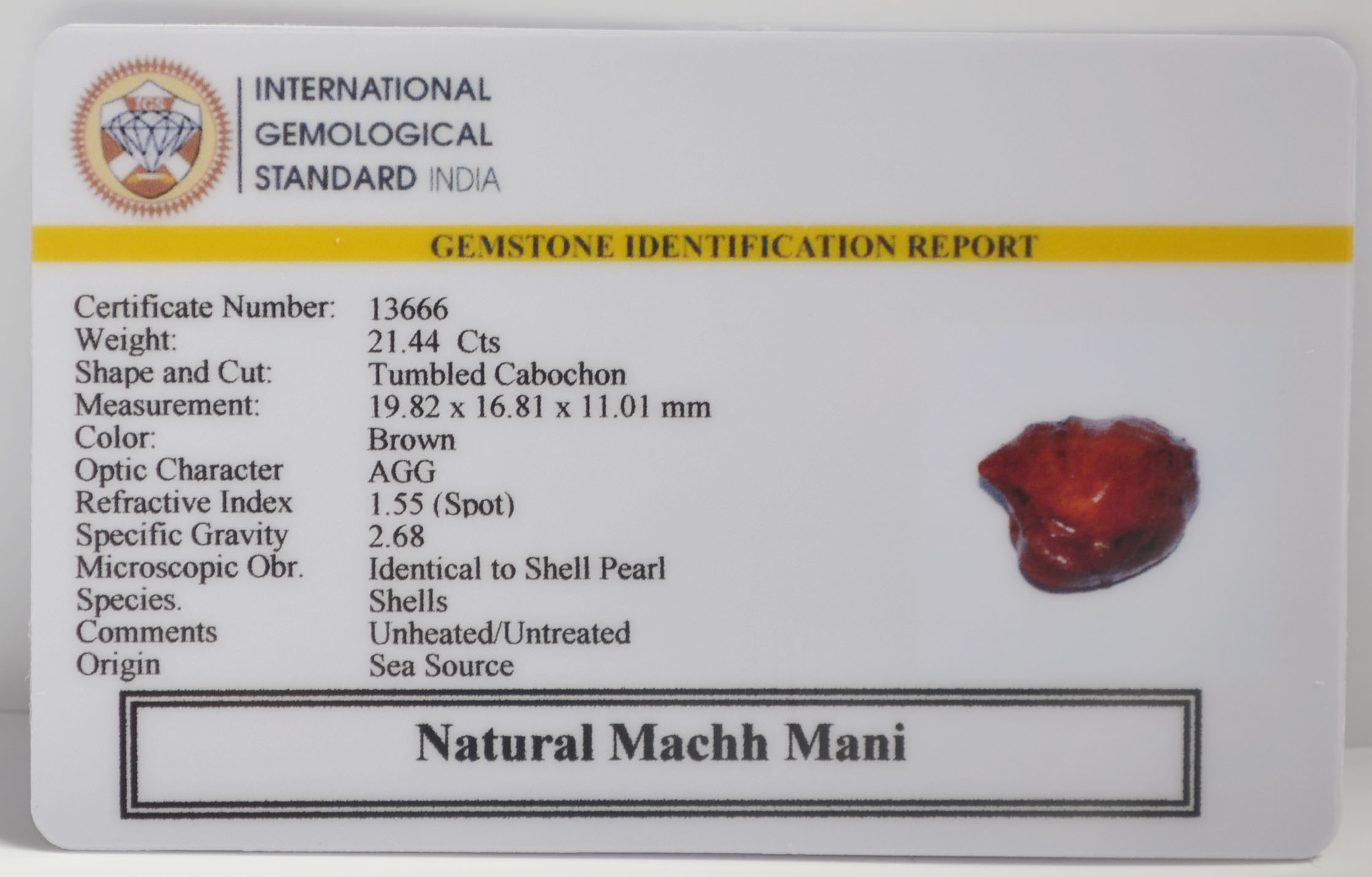 MACHH MANI 21.44 Ct. MACHH MANI 21.44 Ct.