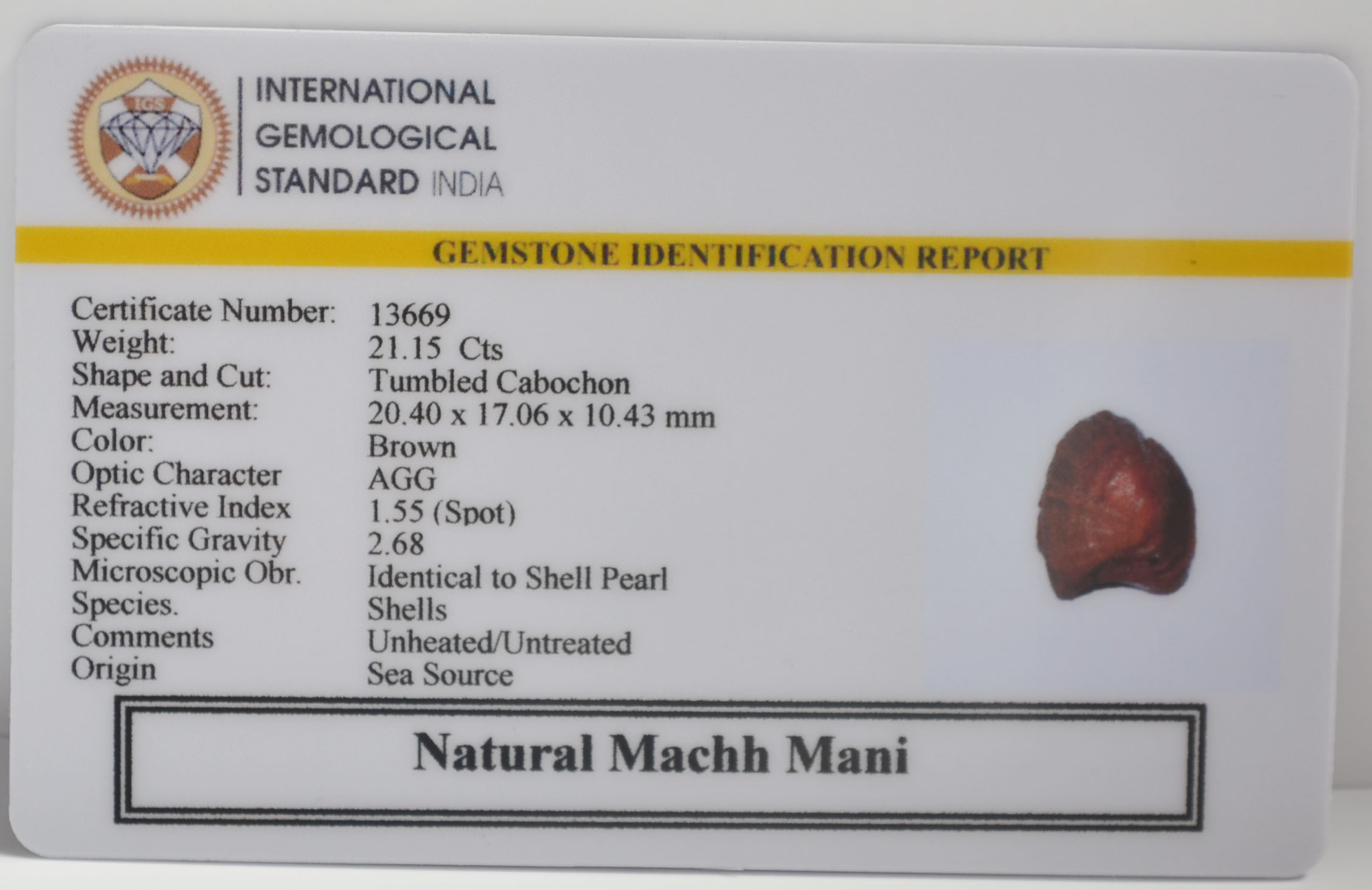 MACHH MANI 21.15 Ct. MACHH MANI 21.15 Ct.