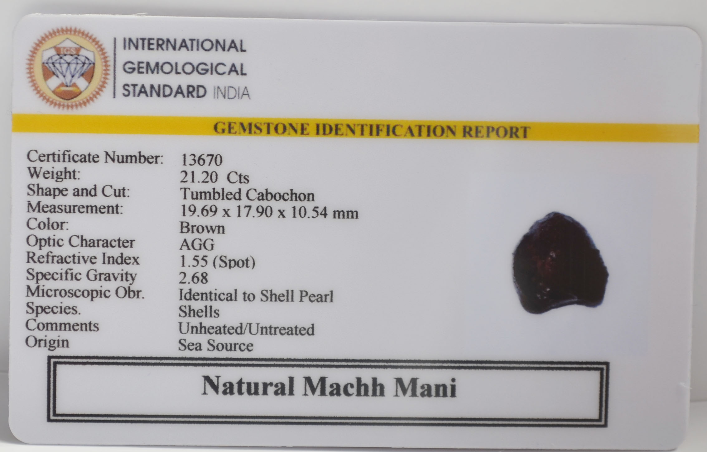 MACHH MANI 21.2 Ct. MACHH MANI 21.2 Ct.