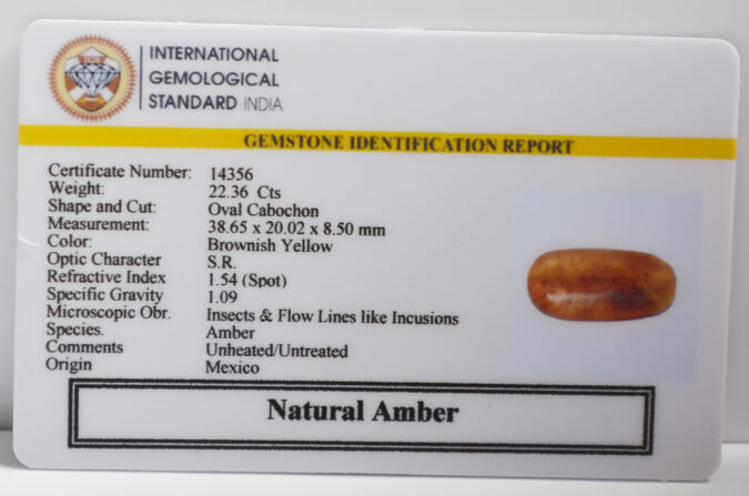 AMBER 22.36 Ct.