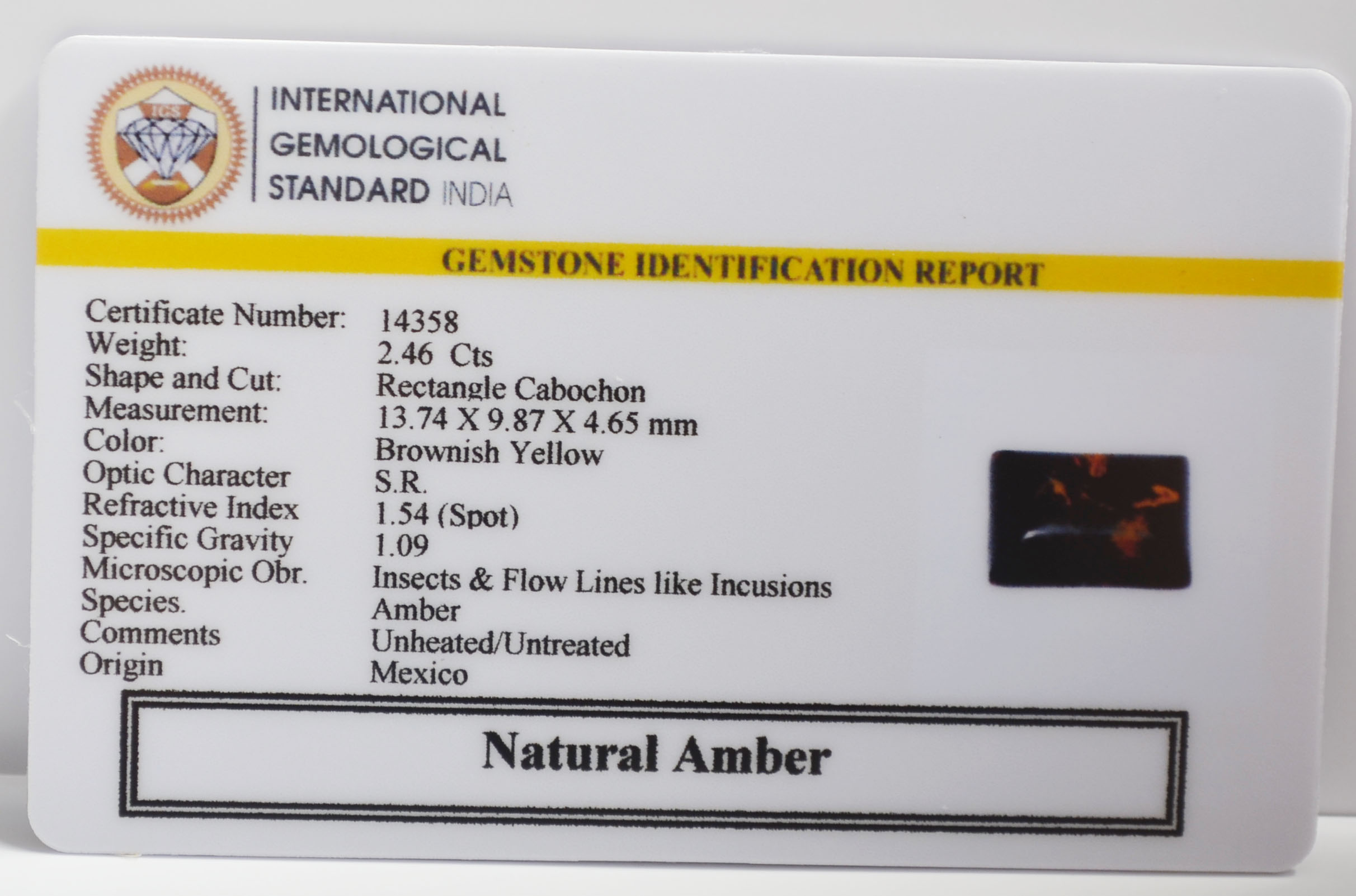 AMBER 2.46 Ct. AMBER 2.46 Ct.