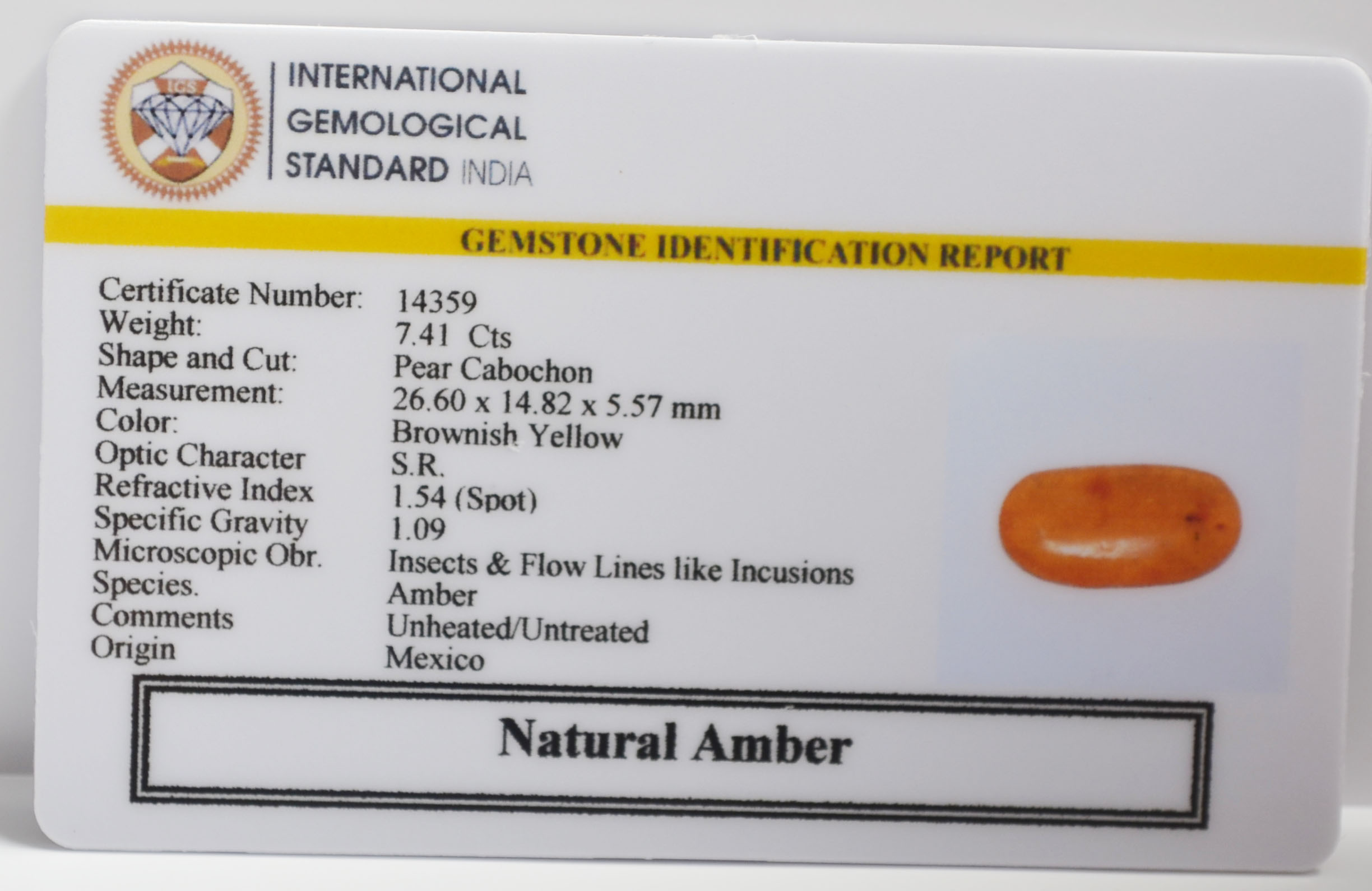 AMBER 7.41 Ct.