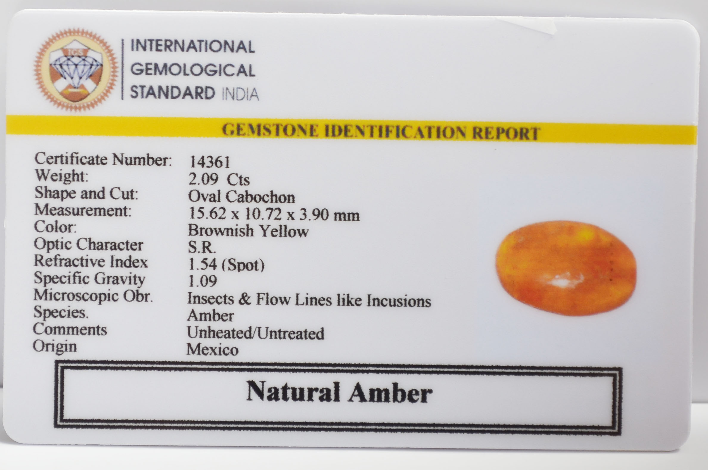 AMBER 2.09 Ct.