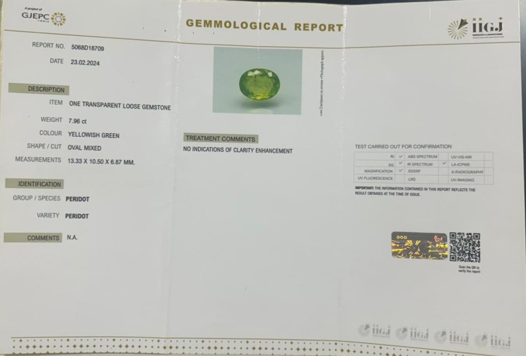 PERIDOT 7.96 Ct.