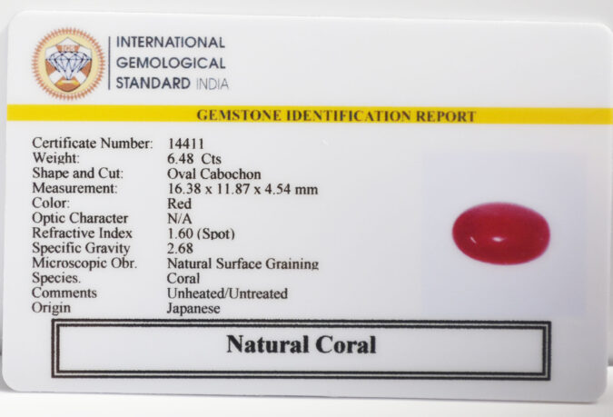 CORAL 6.48 Ct.
