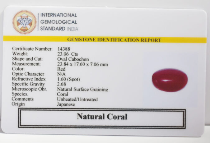 CORAL 23.06 Ct.