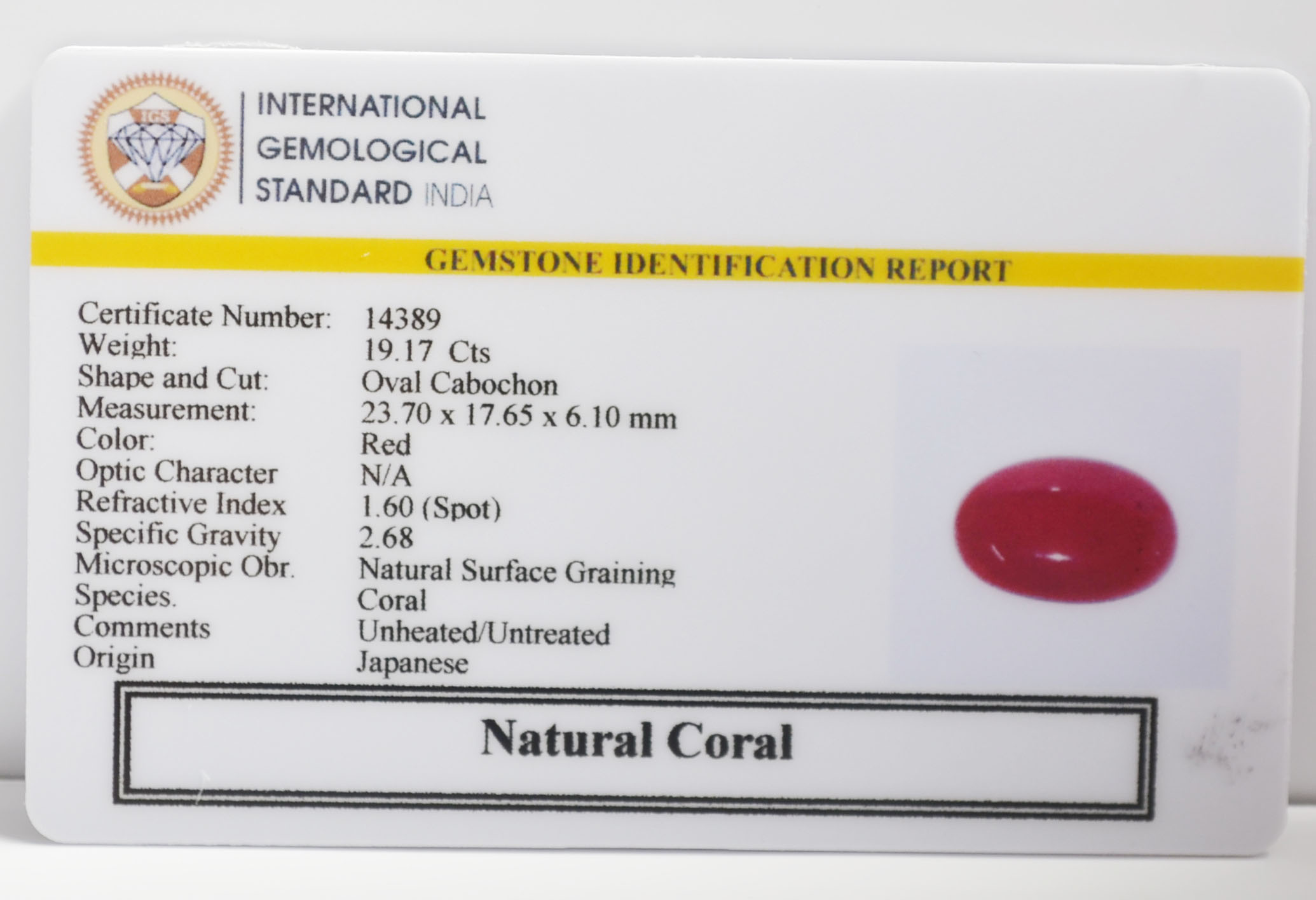 CORAL 19.17 Ct.