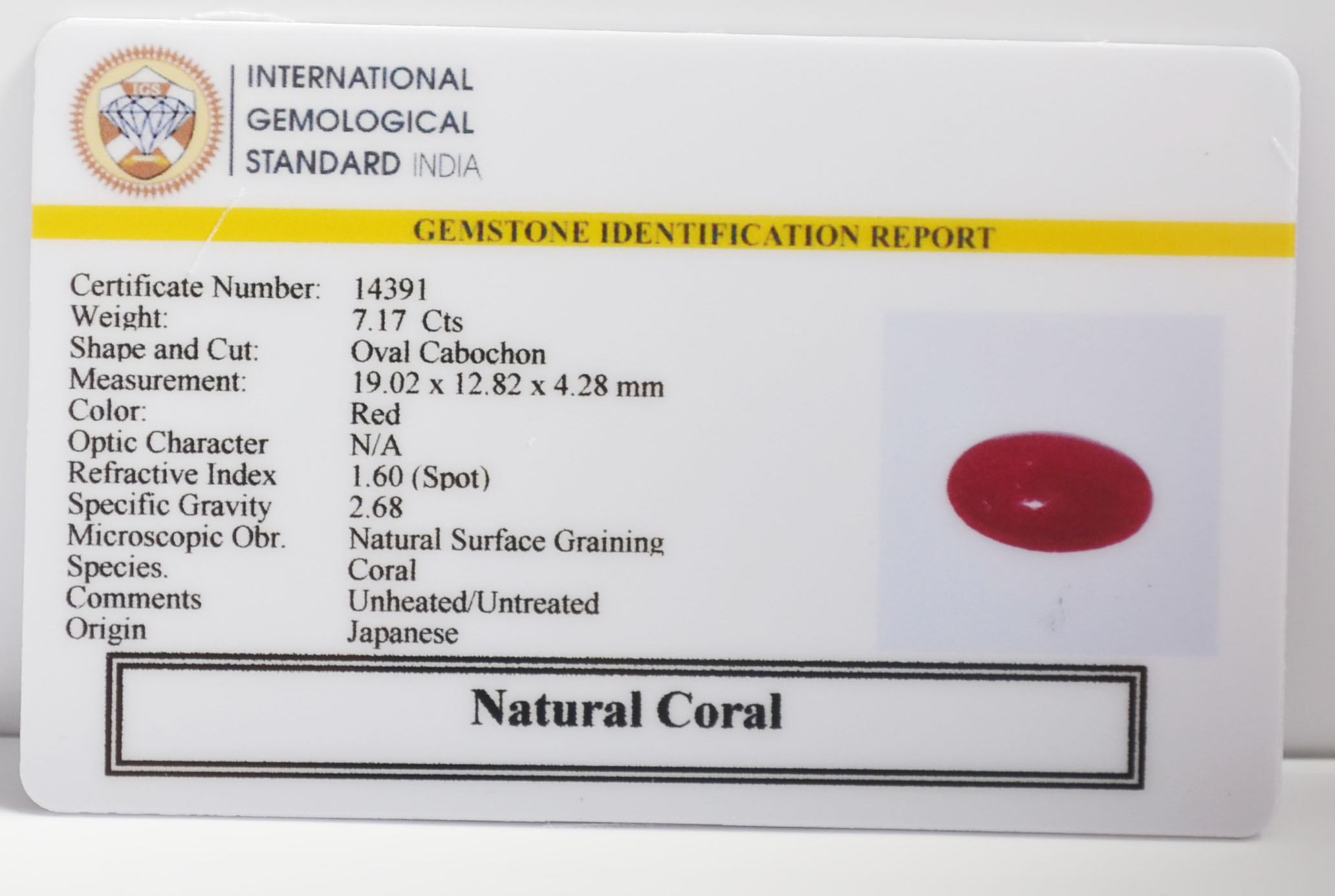 CORAL 7.17 Ct.
