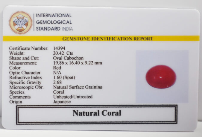 CORAL 20.42 Ct.