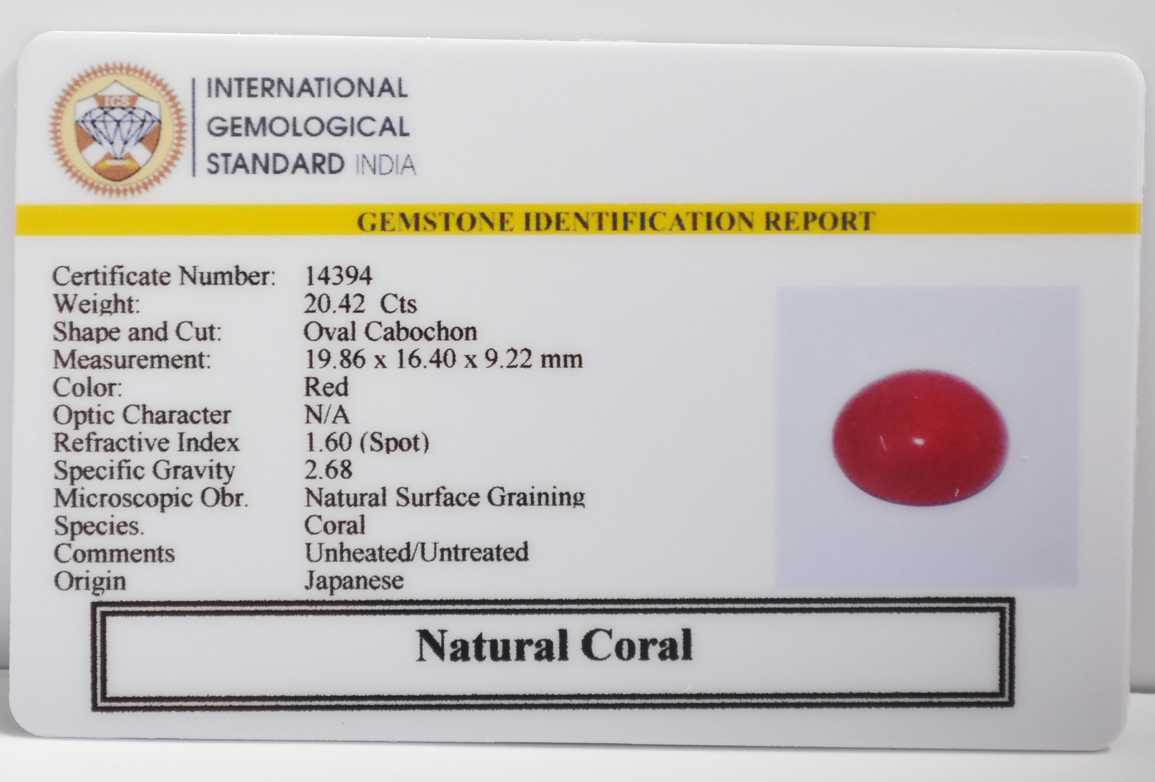 CORAL 20.42 Ct.