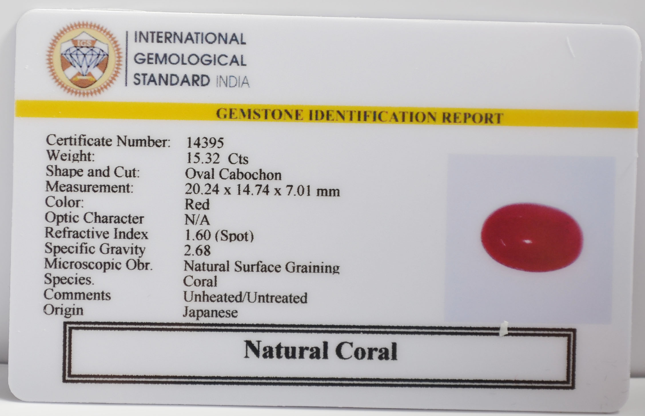 CORAL 15.32 Ct.