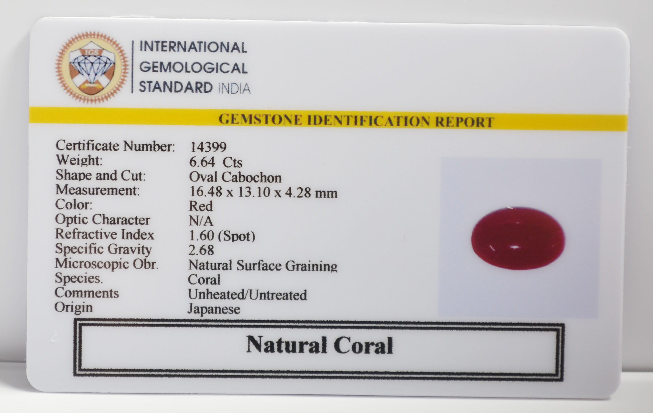 CORAL 6.64 Ct.