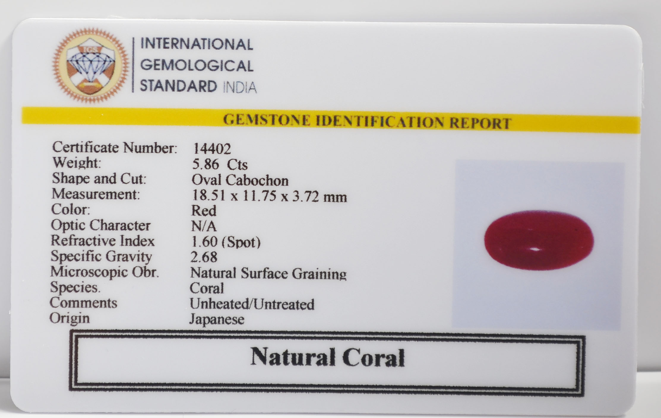 CORAL 5.86 Ct.
